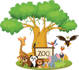Obraz na płótnie Canvas illustration of funny zoo animal cartoon isolated on white
