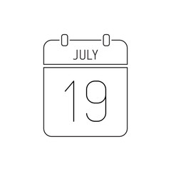 July 19 calendar icon thin line. Day of Legal Service of the Ministry of Internal Affairs of Russia, women ministers in Japan