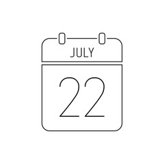 July 22 calendar icon thin line. Day of National Press of Azerbaijan