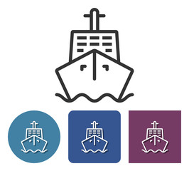 Line icon of ship in different variants