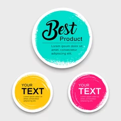 Fotobehang Colorful label paper circle brush stroke style collections, vector illustration © Sarunyu_foto