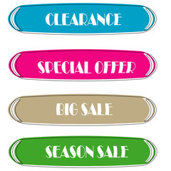 Set of Flat linear promotion ribbon banner scroll price tag sticker badge poster isolated background