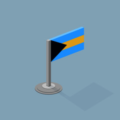 Bahamas Isometric Flag with Flat Web Colors