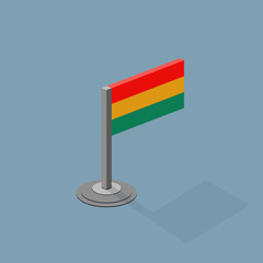 Bolivia Isometric Flag with Flat Web Colors