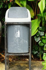 Old vintage wooden trashcan