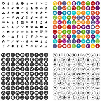 100 kids activity icons set vector in 4 variant for any web design isolated on white