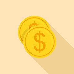 Dollar coin icon. Flat illustration of dollar coin vector icon for web