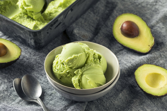 Homemade Green Organic Avocado Ice Cream
