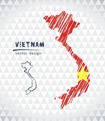 Map of Vietnam with hand drawn sketch pen map inside. Vector illustration