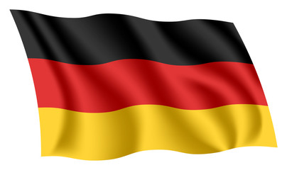 Germany flag. Isolated national flag of Germany. Waving flag of the Federal Republic of Germany. Fluttering german textile flag. - 202525938