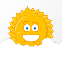 Happy smiling cute sun. Hello summer concept. Vector