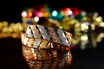 Jewelry made of gold and silver close-up