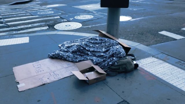 Homeless Situation on Street of New York City 4K
