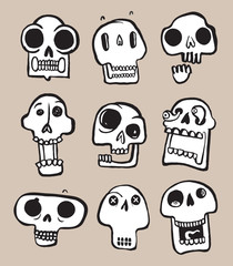 Set of Cute Skull Faces Vector. Halloween Skull. - 202536768