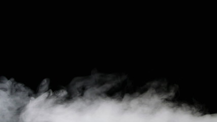 Isolated fog or smoke move on black color background