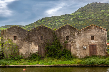 Fototapeta na wymiar Historical industrial part of Bosa, Sardinia