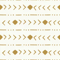 Foto op Plexiglas Goud geometrisch abstract vector tribal streep goud en crème naadloze herhaling patroon achtergrond
