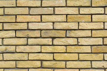 Decorative brickwork of building or house exterior facade wal, close up