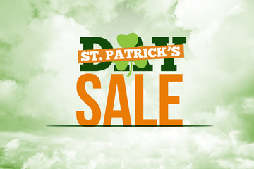 patricks day sale ad against blue sky with white clouds
