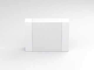 White Gift Box Packaging Mockup With Golden Hack Half Side View On Modern Floor Wall Mural Customdesigner