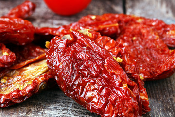 Sun dried tomatoes. tomato halves sun-dried.