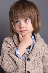 Close-up portrait of beautiful little boy four years old