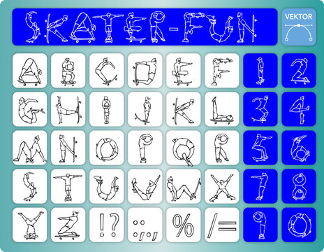 Alphabet - Font für  Skatboardfahrer/Sportler
