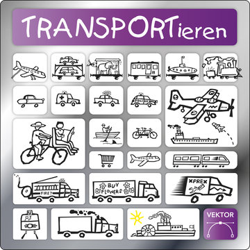 Strichzeichnungen-Set Transport