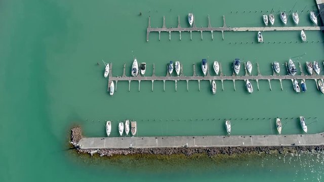 aerial view of yachts with lake Balaton
