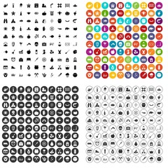 100 autumn holidays icons set vector in 4 variant for any web design isolated on white