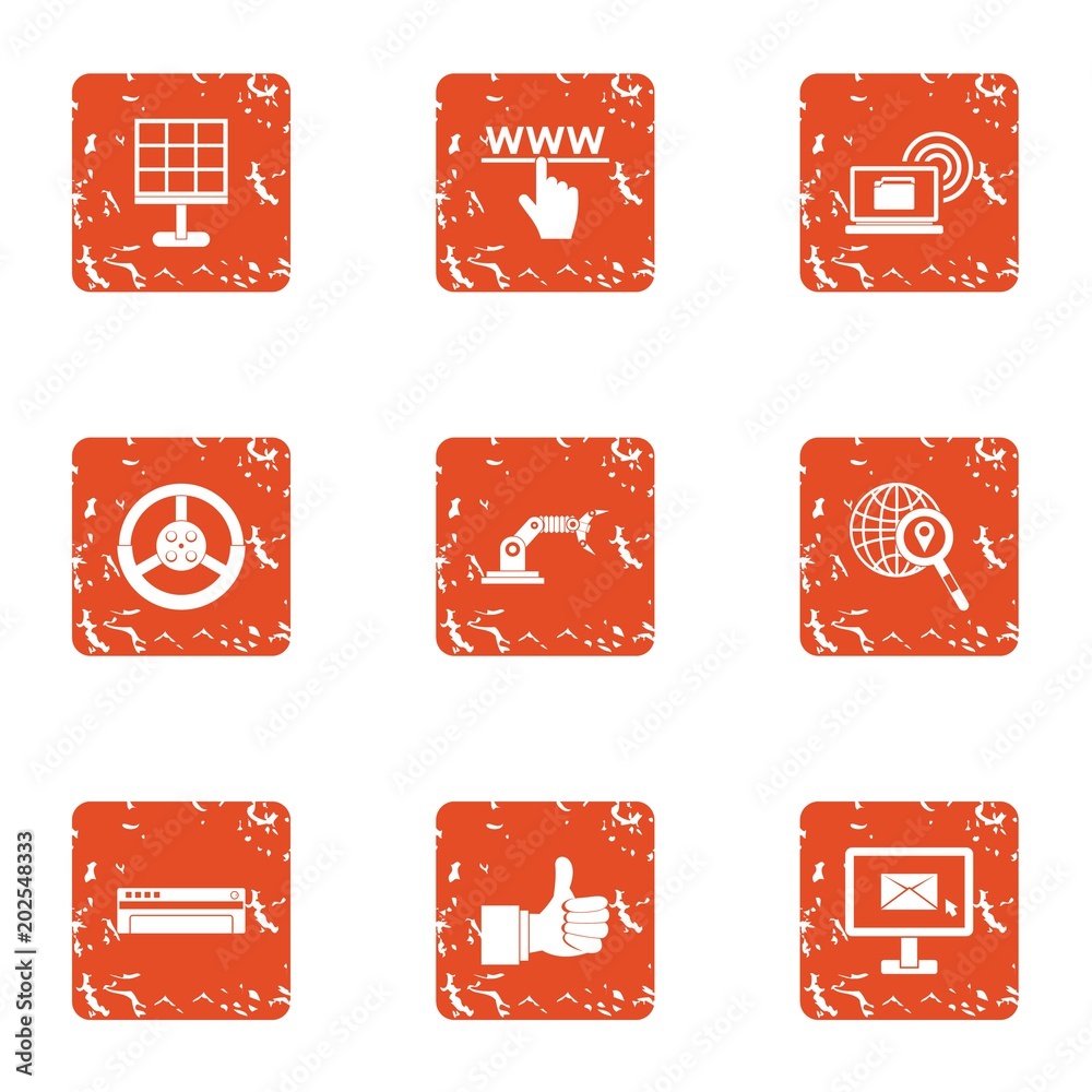 Poster web perfect icons set. grunge set of 9 web perfect vector icons for web isolated on white background
