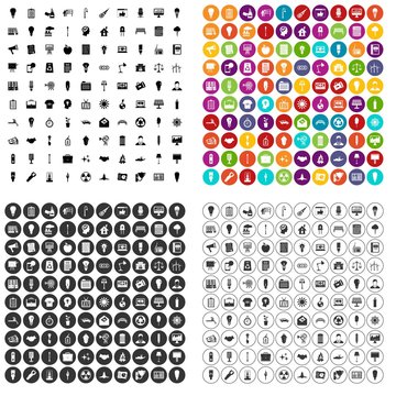 100 lamp icons set vector in 4 variant for any web design isolated on white