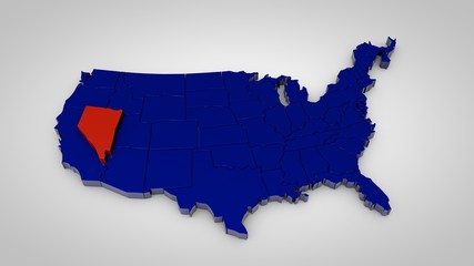 Obraz premium usa map with nevada map highlited 3d render