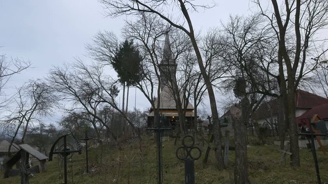 The Wooden Church's cemetery in Oncesti  