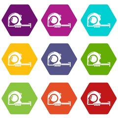 Yardstick icons 9 set coloful isolated on white for web