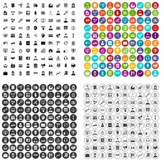 100 administrator icons set vector in 4 variant for any web design isolated on white