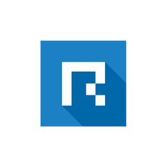 Digital Letter R Logo, Flat Vector Design 