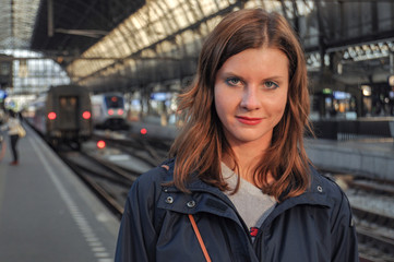 Portrait of Young Traveler Caucasian Girl
