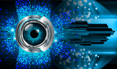 binary circuit board future technology, blue eye cyber security concept background, abstract hi...