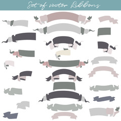 Set of vector ribbons in pastel color