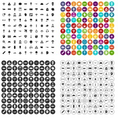 100 aviation icons set vector in 4 variant for any web design isolated on white