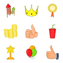 Win payment icons set. Cartoon set of 9 win payment vector icons for web isolated on white background