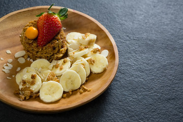 Plate of breakfast on table 
