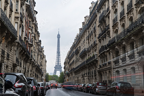 Street View Of Eiffel Tower In Paris France Stock Photo