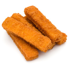 Crispy Fish fingers isolated on white background
