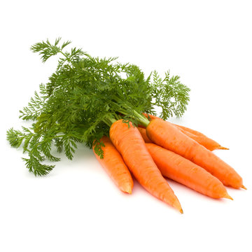 Carrot vegetable with leaves isolated on white background cutout