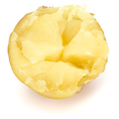 one boiled peeled potato half isolated on white background cutout