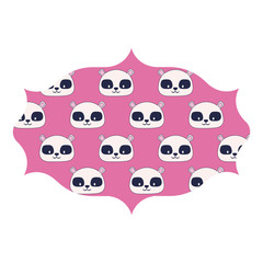 decorative arabic frame with cute raccoons over white background, colorful design. vector illustration