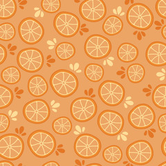 Vector Orange Slices Seamless Pattern