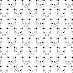 background with cute tigers pattern, vector illustration